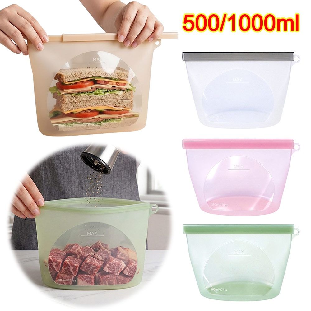 Food Storage Ziploc Bags - Silikonowe worki do przechowywania żywności, odporne