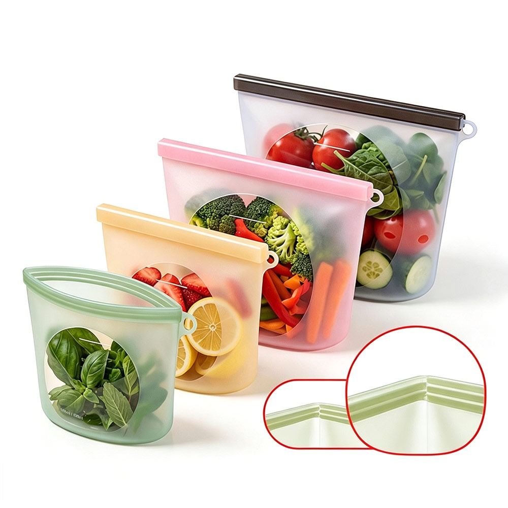Food Storage Ziploc Bags - Silikonowe worki do przechowywania żywności, odporne