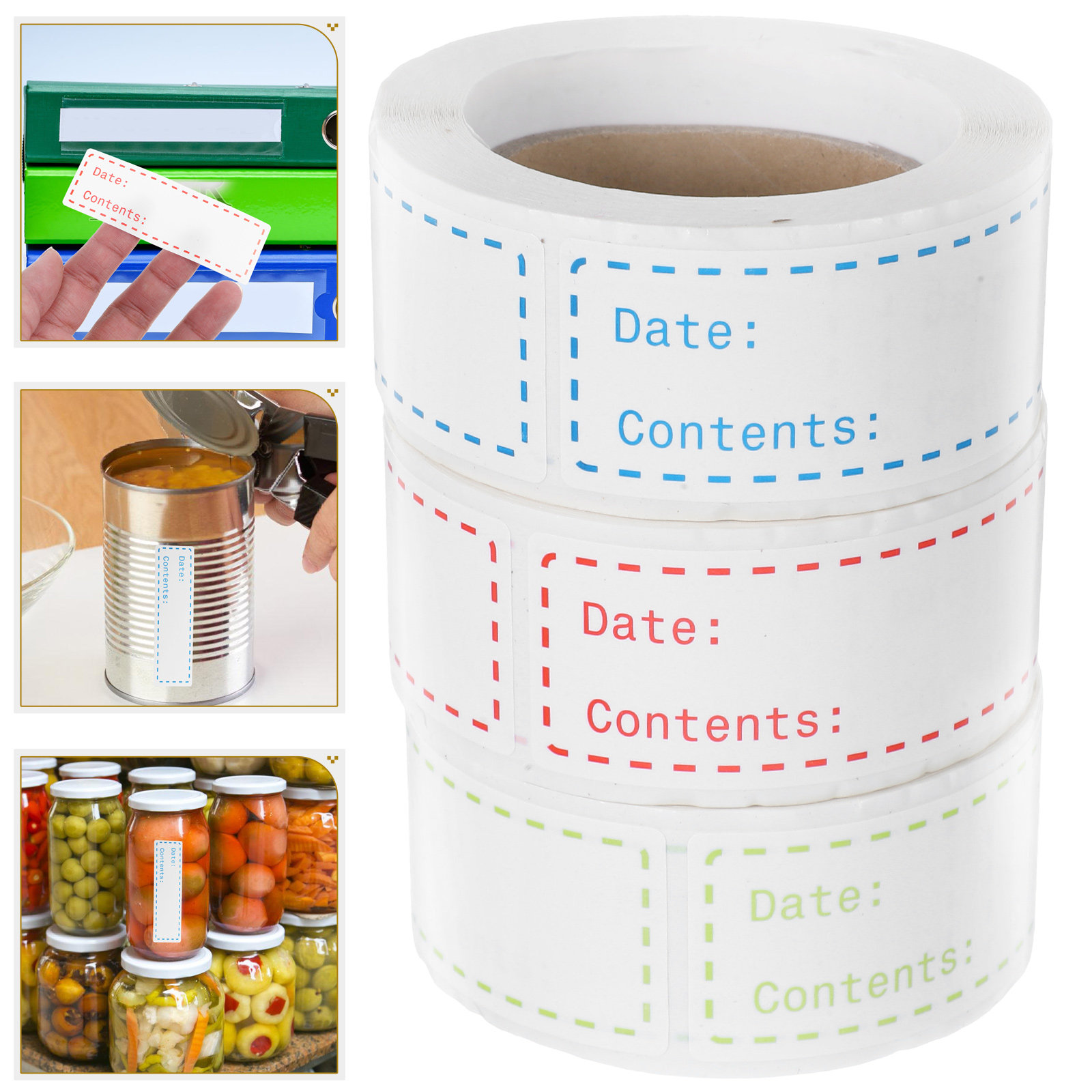 Food Storage Labels - 3 rolki samoprzylepnych etykiet na żywność,
