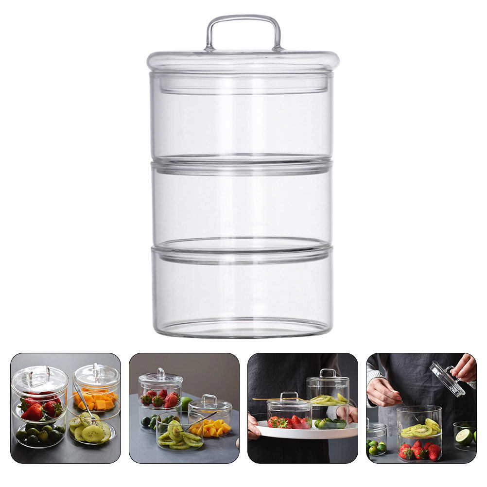 Food Storage Glass Jar - 1 Zestaw Przezroczystych Szklanych Misek do