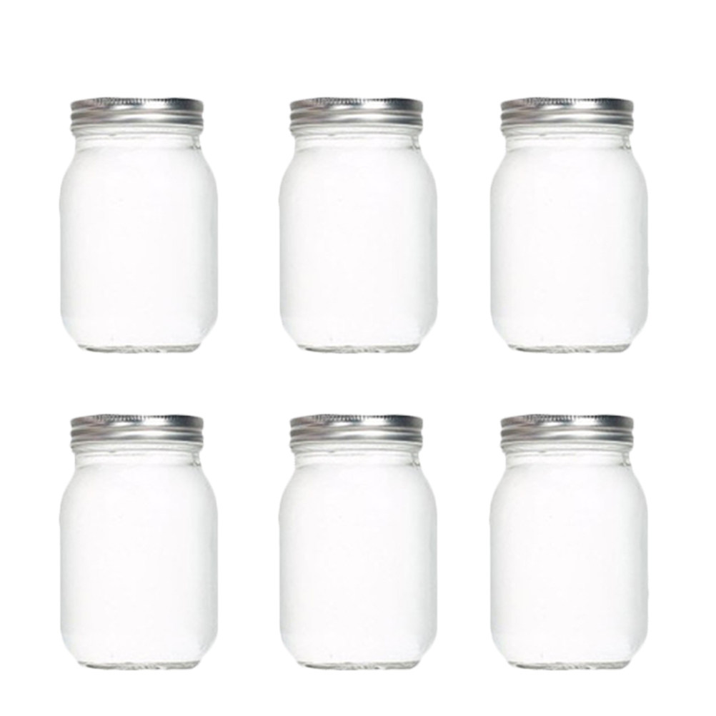 Food Storage Glass Jar - 6 szt. Przezroczystych Okrągłych Szklanych Słoików