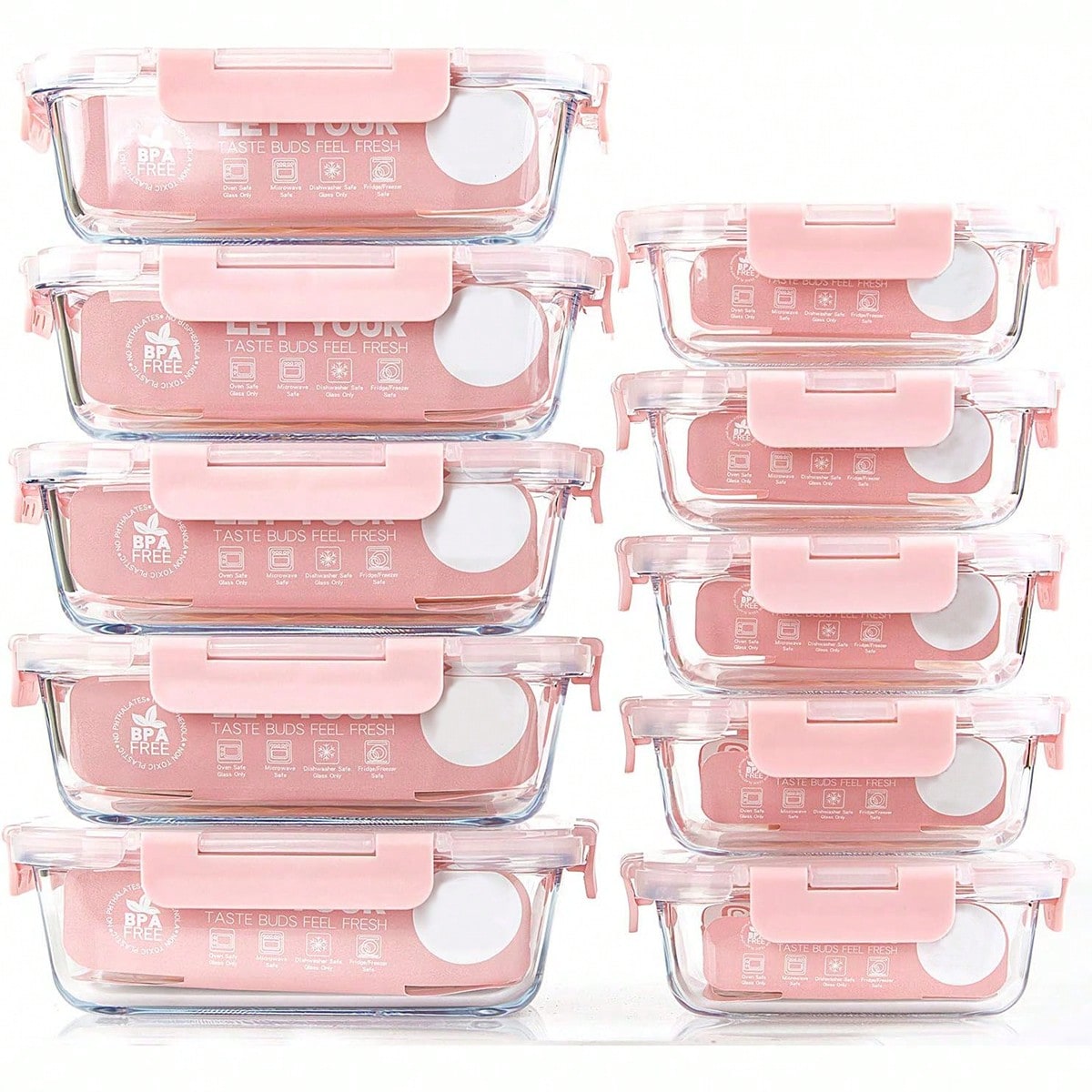 Food Storage Boxes With Lids - 10 sztuk szklanych pojemników do przygotowywania