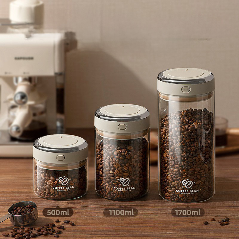 Food Storage Glass Jar - Pojemnik próżniowy na kawę ziarnistą 500/1100/1700ml