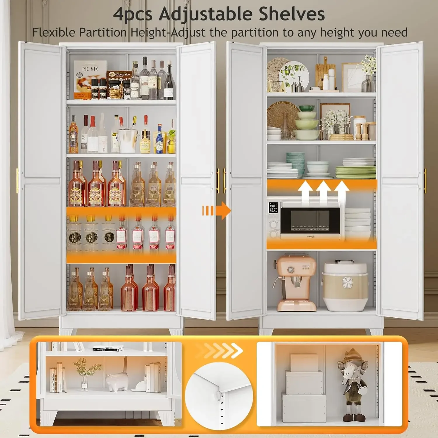 Wysoka metalowa szafka do prze – Food Storage Kitchen Cabinet recenzja i cena