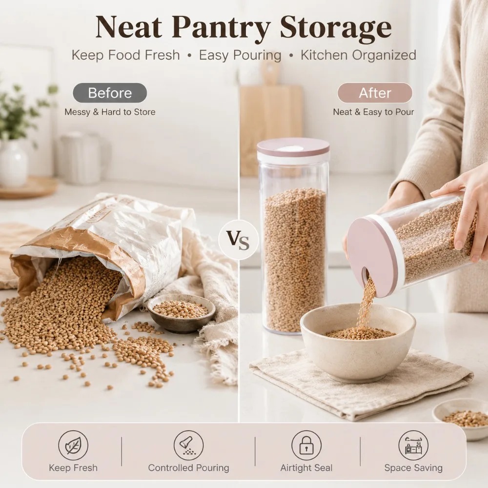 Szczelny pojemnik na makaron 1 – Food Storage Kitchen Cabinet recenzja i cena