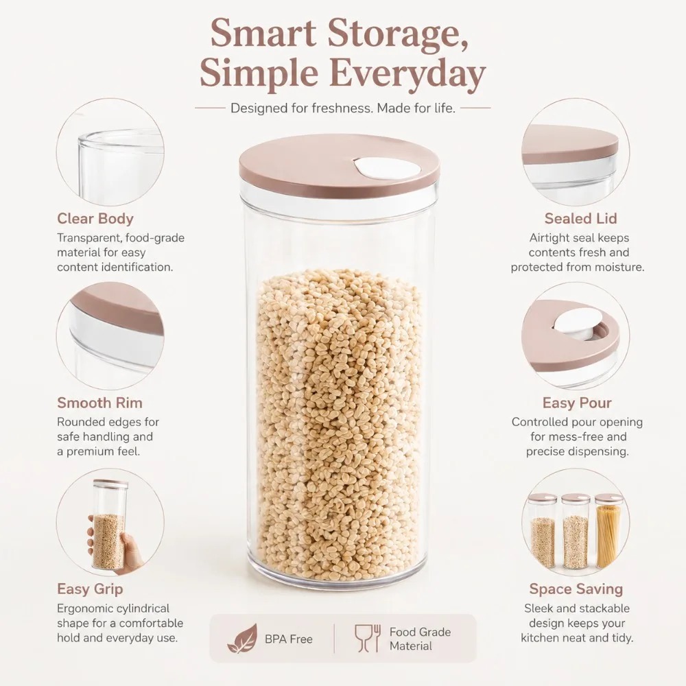 Szczelny pojemnik na makaron 1 – Food Storage Kitchen Cabinet recenzja i cena