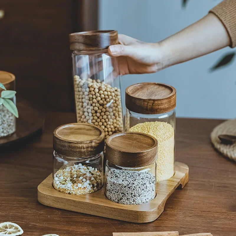 Drewniana pokrywa dozownik do  – Food Storage Glass Container Set recenzja i cena